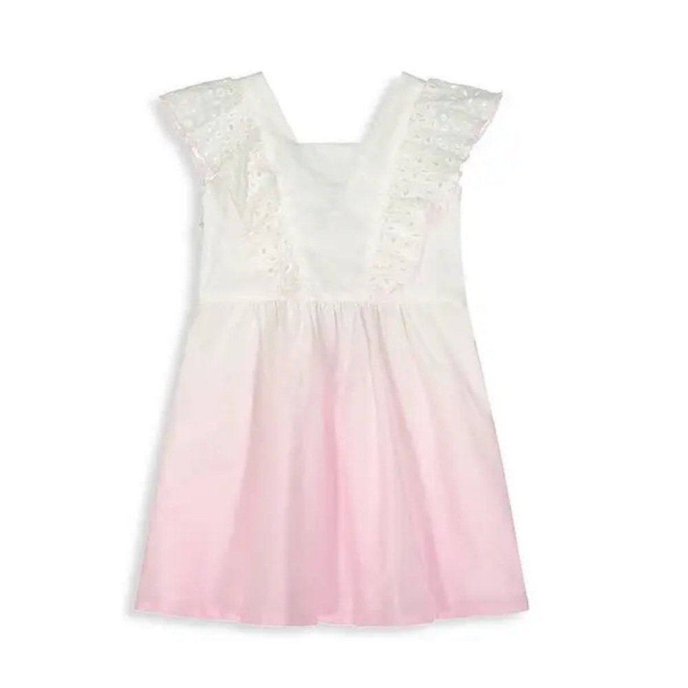 Andy & Evan little girls poplin ombré eyelet Dress - size 3T